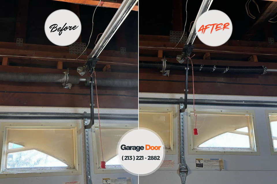 Before and after: garage door repair Maury, NC